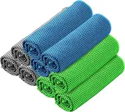 AUGSUN 9PCS Snap Cooling Sport Towels for Neck Absorbent Microfiber Fast Drying Ice Towel for Yoga Gym Camping Fitness Running Exercise