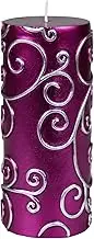 Zest Candle Pillar Candle, 3 by 6-Inch, Purple Scroll