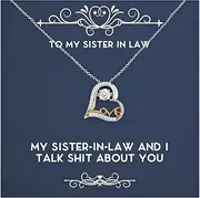 Unique Sister in law Gifts, My Sister-in-law And I Talk Shit About, Birthday Love Dancing Necklace For Sister in law from Sister, Birthday gift ideas, Unique birthday gifts, Personalized birthday, Sterling Silver, Cubic Zirconia