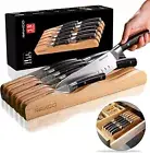 Knife Set in-Drawer,13-Piece Drawer Kitchen Knife Set - Knife Block Set in Wood