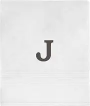 [Avanti Linens] Monogram Embroided Bath Towel, 100% Cotton, J, White/Gray