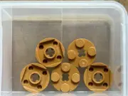 LEGO Parts - Medium Nougat Plate, Round 2 x 2 with Axle Hole - No 4032 - QTY 5