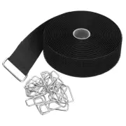Hook and Loop Straps 1.5 in x 16 Ft with 25pcs Metal Buckle, Black