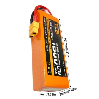 14.8V 4S 1800mAh 25C LiPo Battery XT60-plug for RC Airplane Helicopter Drone
