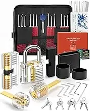 Orvian Lock Picking Set, 42 Pcs Lock Pick Tool Kit with 4 Transparent Training Locks for Lockpicking, Bonus E-Guides for Lockpicking, Bonus E-Guides for Beginner and Pro Locksmiths