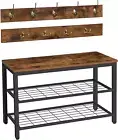 Hall Tree with Bench, Coat Rack Shoe Bench Set, Entryway Shoe Rack Bench with Co