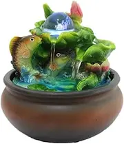 Tabletop Fountain Pastoral Tabletop Fountain 7" Tall,Carp Lotus Leaf Desktop Fountain Microscape Tabletop Waterfall Recirculating Flowing Water Relieve Stress
