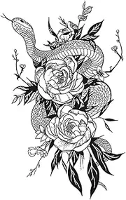 Temporary Tattoo,Snake Flower HC-BB-816,Snake Tattoos,Resilience,Lasts 1-2 Weeks,Water-Resistant,Real Tattoo Look,18 x 11 cm