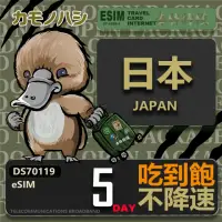 在飛比找momo購物網優惠-【鴨嘴獸 旅遊網卡】日本eSIM 5日吃到飽 高流量網卡(日