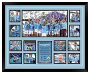 MANCHESTER CITY FC 2023 EPL CHAMPIONS SIGNED LTD FRAMED MEMORABILIA HAALAND
