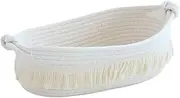 Small Cotton Rope Woven Toilet Paper Baskets for Organizing Decorative Basket for Boho Decor Storage, Bedroom Nursery Livingroom Entryway 12.5 * 6.2 * 4.3inch（White）