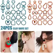 24pcs DIY Clay Earring Cutters Set for Polymer Clay Jewelry Making Plastic HusyX