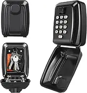 CDC DIGI Key Safe Wall Mounted,12-Digit Combination Security Key Lock Box Outdoor with Waterproof and Anti-Theft Keysafe,Key Storage Box for Home/Garage/Construction Site/Hotel（Black）