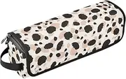 [sanluoli] 2 in 1 Hair Tools Organizer and Heat Resistant Mat with Zipper Carrying Case Flat Curling Iron Waterproof Organizer Black Leopard Print Skin Color Travel Bag for Hair Tools