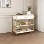 Kitchen Island Trolley Bar Cart Wine Rack Portable Drinks Holder Serving Shelf