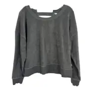 Joy Lab NEW Gray Terry Criss Cross Open Back Long Sleeve Top Athleisure - SMALL