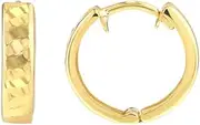[JewelryWeb] 10k Yellow Gold 10mm Sparkle Cut Pattern Round Hoop Earrings-Hoop Earring for Women