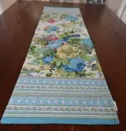 TABLE RUNNER PRINTED COTTON - 35 X 135 PRETTY FLORAL, YELLOW, BLUE, GREEN, PINK