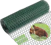 Fokzucyo Chicken Wire Fencing,13.8x118 Inch Chicken Wire,19 Gauge PVC Coated Chicken Wire Mesh with 1" Fine Mesh,Hexagonal Galvanized Chicken Wire Fence,Floral Chicken Wire for Crafts Garden Poultry
