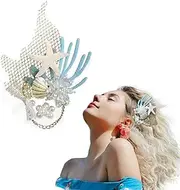 TRADERPLUS Mermaid Hair Accessories for Women, Shell Pearl Starfish Hair Clip Alligator Hair Clips