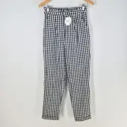 NEW Atmos here womens paperbag pants size 8 black white gingham check 102353