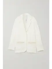 [AZ FACTORY] AZ FACTORY - Free To Appliquéd Organic Cotton And Pyratex Seacell-blend Blazer - White - XXL XXL White