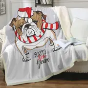 Happy New Year Funny Christmas Tough Bulldog Throw Blanket