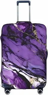 [Pvinnk] marble purple Print Protective Luggage Cover Elastic Washable Suitcase Protector Travel Gear Protector, White, Medium