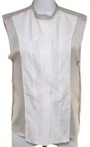 BOTTEGA VENETA Shirt Blouse Top Sleeveless White Blush Snap Front Sz 38 BNWT