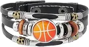 Football baseball basketball elements bracelet mix and match bracelet leather bracelet team fans style accessories (Basketball B), Faux Leather, No Gemstone