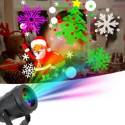 16 Patterns Christmas Projector LED Snowflake Santa Claus Elk Projection Lamp Lights for Holiday Christmas Decoration Rotating Stage Light