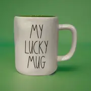 Rae Dunn My Lucky Mug Shamrock Double-Sided St. Patrick's Day White & Green NEW
