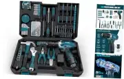 Tool Kit 206PCs with Drill - 12V Cordless Power Drill Combo Home Tool Set Blue