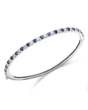 Bloomingdale's Blue Sapphire and Diamond Bangle Bracelet in 14K White Gold