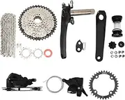 Baxnore 8 Speed Bike Groupset, 42 T Hollow Flywheel Crankset, Complete Bicycle Gear Shift System with Rear Derailleur Shifter for Mountain Road Bike Modification