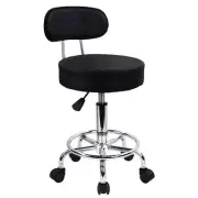 PU Leather Rolling Stool Mid-Back with Footrest Height Adjustable Office Comp...