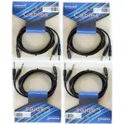 4-Pack 6ft 3.5mm Male PA Speaker Cable Stereo to 2 1/4" Male Mono Audio Cables
