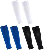 [ccHuDE] 3 Pairs Football Sock Sleeves - Team Solid Color Soccer Leg Sleeves With Shin Guards for Women Men