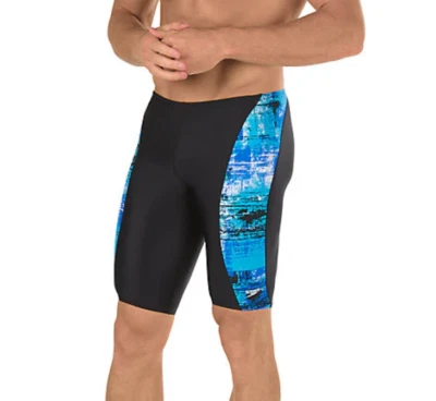 New Speedo Men's PowerFLEX Eco Splatter Chatter Swim Race Jammer 32" 7705768