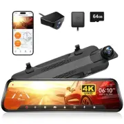 G930 10'' Rear View Mirror Camera with 5.8GHz WiFi, 4K Dash Cam Front and Rea...