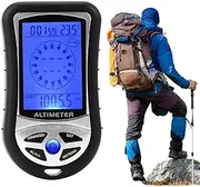 Digital Altimeter | Multifunction Handheld Temperature Gauge Barometer Compass,Portable Meter Device for Hiking Mountaineering, Time Clock with Backlight