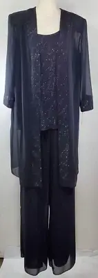 NWT Dressbarn Collection 3 Piece Set - Size 14W - Black w/ Sequin Details