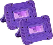 Rechargeable Black Light Battery Powered Blacklight Cordless UV Black Lights for Halloween Glow Party Painting Night Fishing Cabinet and Display (2 Packs)