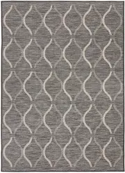 Tash Black Geometric Trellis Pattern Outdoor Rug