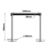 2 x Chrome Crowd Retractable Queue Barriers Crowd Control Barrier 2m Strip Heavy