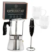 Moka Pot Stovetop Espresso Maker Set, With 9 Cup Coffee Percolator Pot, 2x