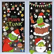 9 Sheets Christmas Decorations Window Clings - MH MOIHSING 221pcs Christmas Window Stickers Double-Sided with Christmas Tree Reindeer Snowflakes Decals for Christmas Holiday New Year Home School Party Supplies