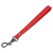 Leather Wristlet Strap for Purse, Keychain Bag (Red Leather, Black Clasp)