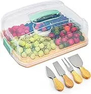 ZODIRISE Charcuterie Board with Locking Lid - 11x14" Portable Cutting Board with Cover & Cheese Knife Set, Serving Tray for Travel, Picnics, Weddings, Housewarming Gifts