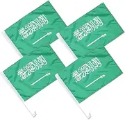 GETAJGHSD Celebrating Saudi Arabia's National Day 4pcs Saudi Arabian Car Flags Auto Window Clip Pole Flags Handheld Mini Flags National Polyester Flags